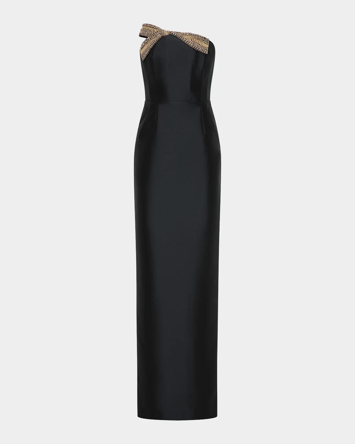 Rebecca Vallance Venus Strapless Bow-Embellished Column Gown