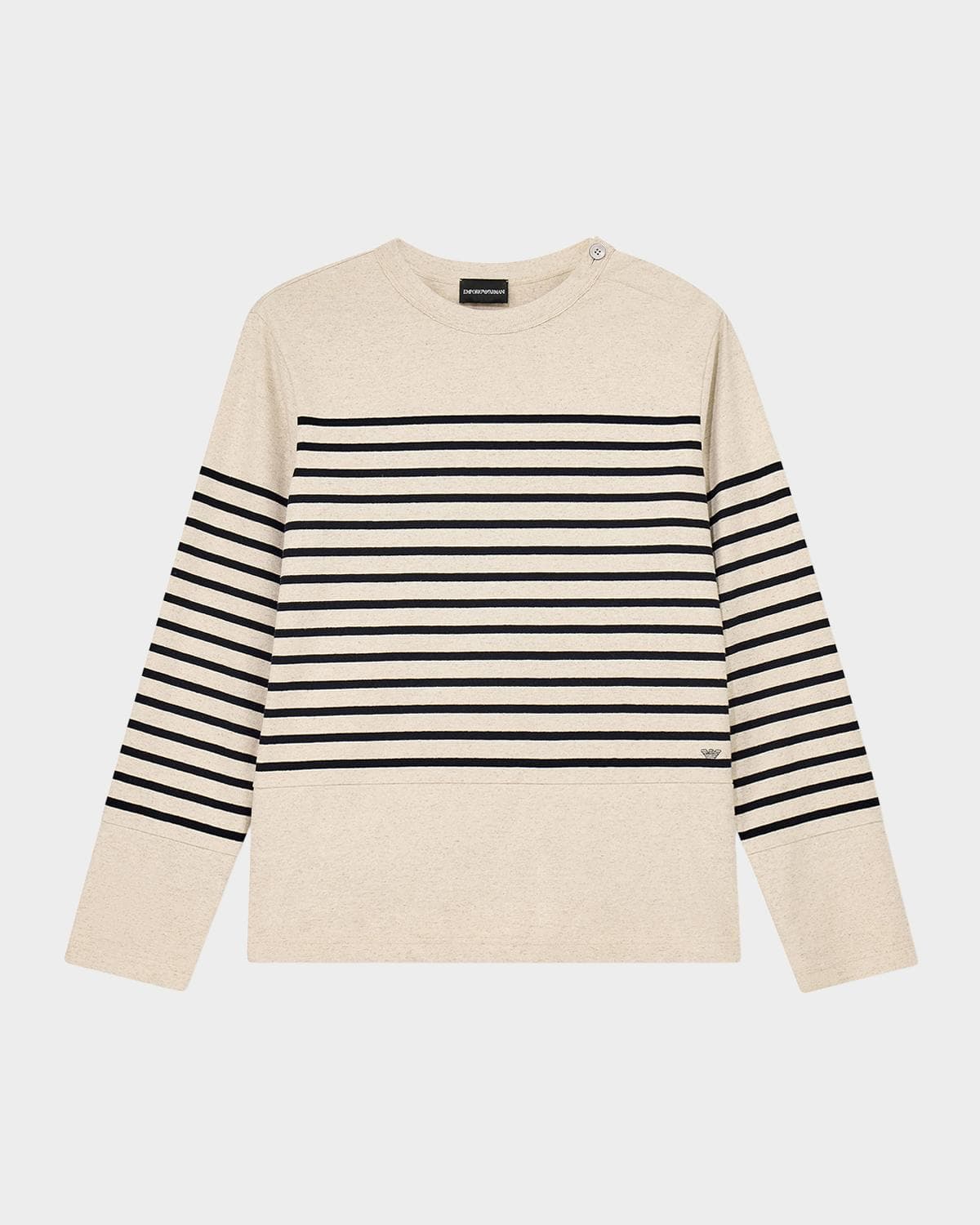 Emporio Armani Men's Striped Cotton-Linen Jersey Sweater
