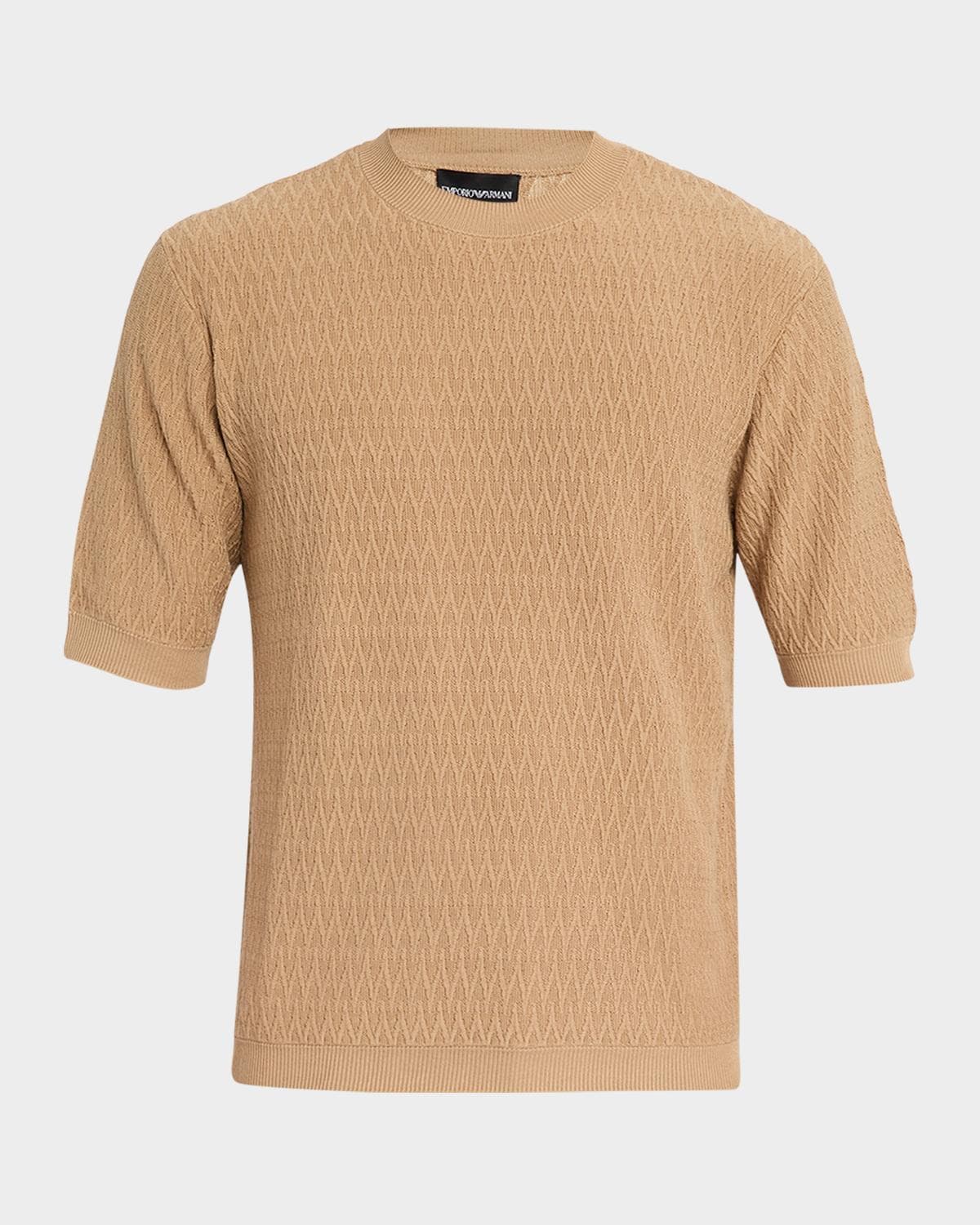 Emporio Armani Men's Tonal Wave Short-Sleeve Crewneck Sweater
