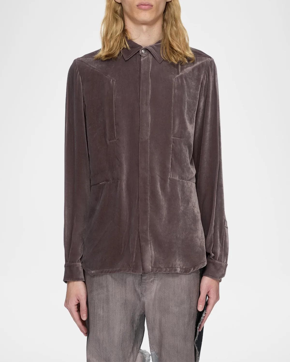 Rick Owens Men's Fogpocket Velvet Outershirt