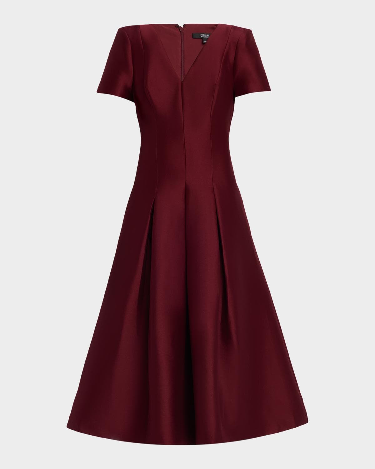 Badgley Mischka Pleated A-Line Midi Dress