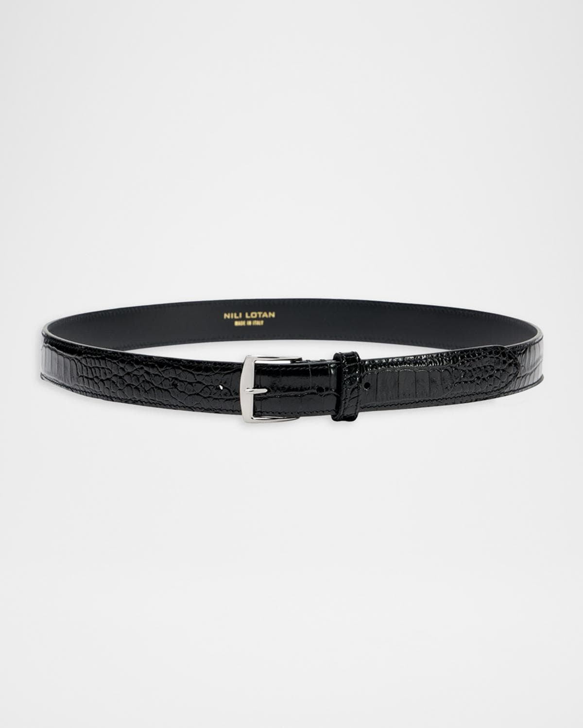 Nili Lotan Sloane Lizard-Embossed Leather Belt