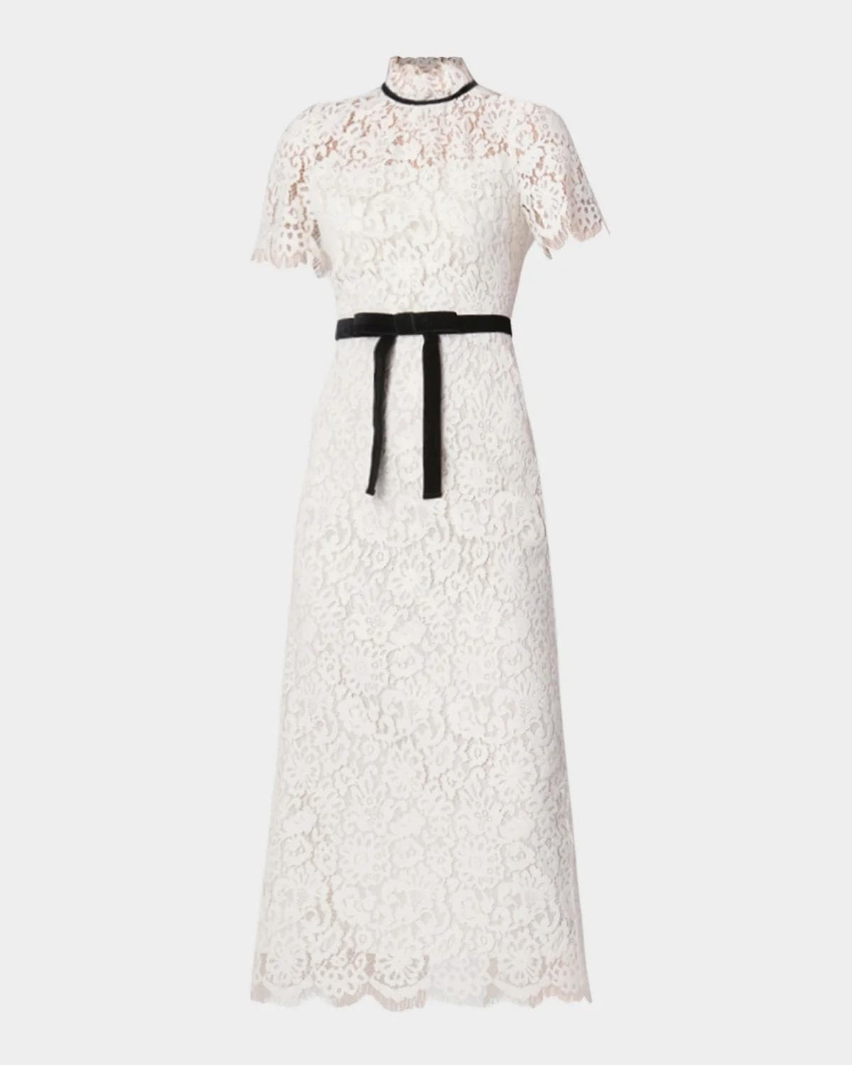 Shoshanna Elyse Floral Velvet Lace Midi Dress