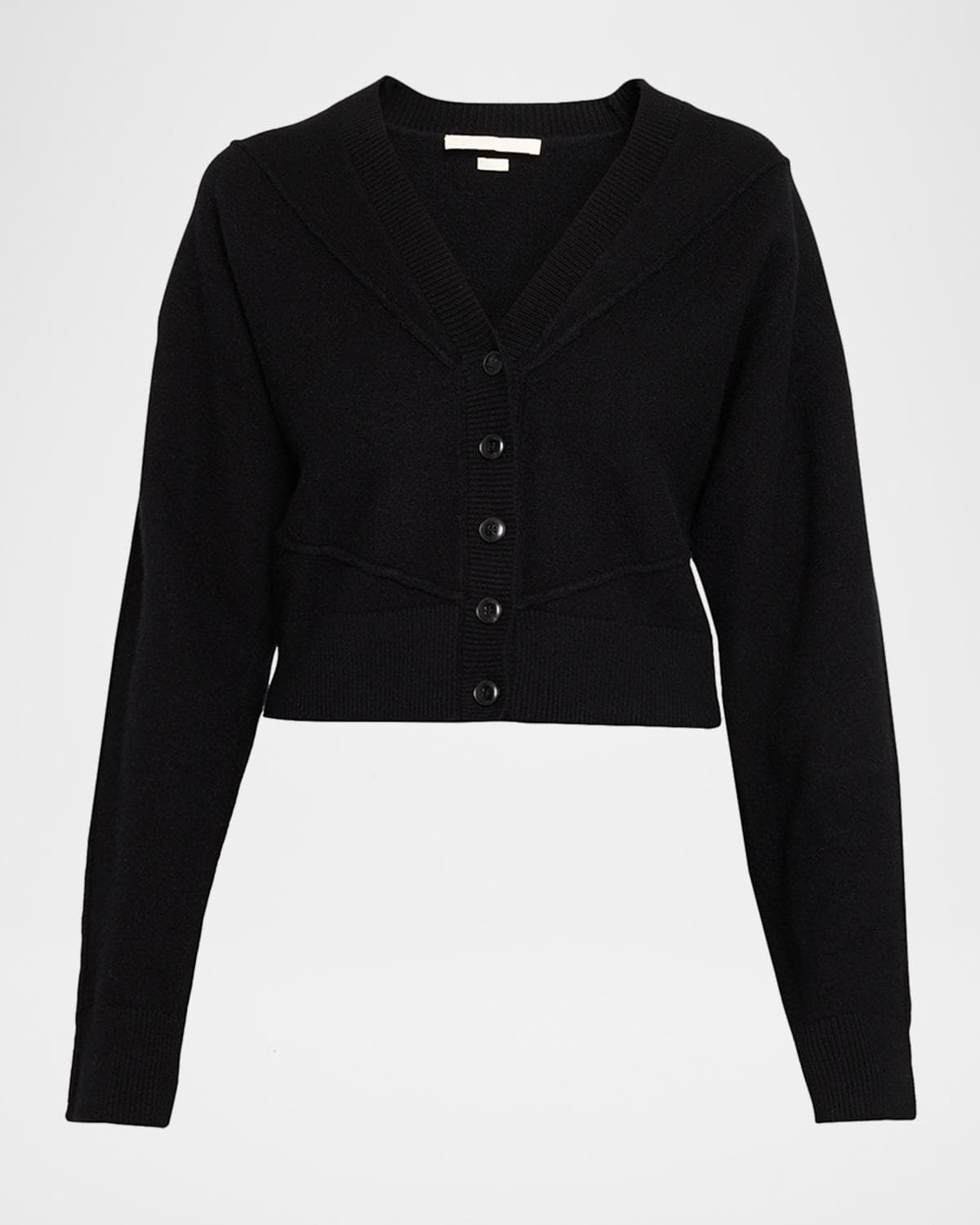 Jason Wu Collection Sculptural Merino Wool Crop V-Neck Cardigan