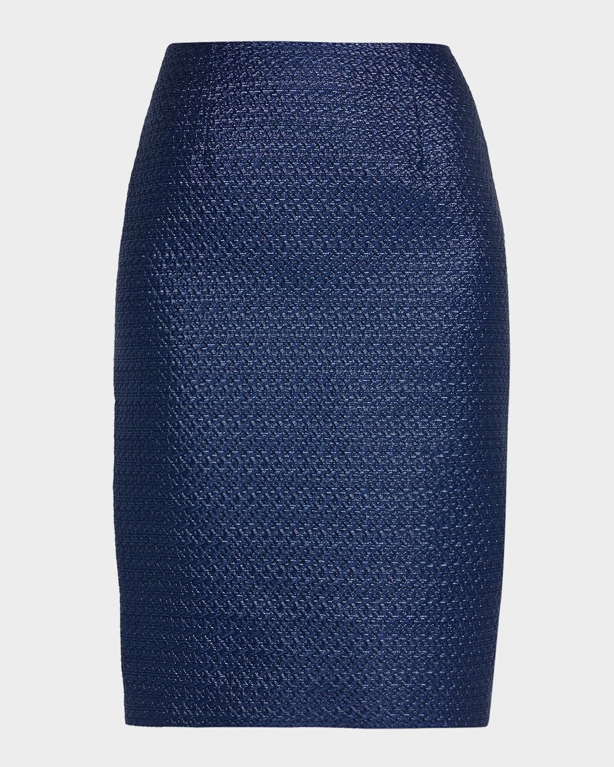 Rickie Freeman for Teri Jon Metallic Basketweave Jacquard Pencil Skirt