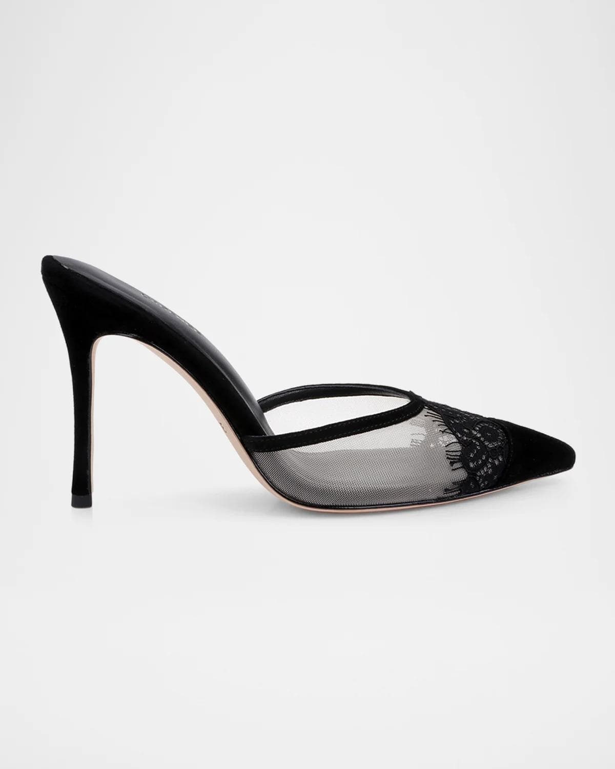 L 'AGENCE 95mm Semois Mesh Suede Mule Pumps