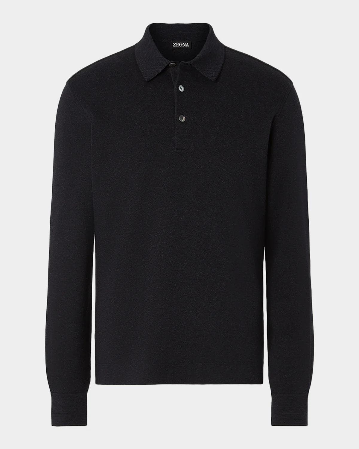 ZEGNA Men's Cotton Long-Sleeve Polo Shirt