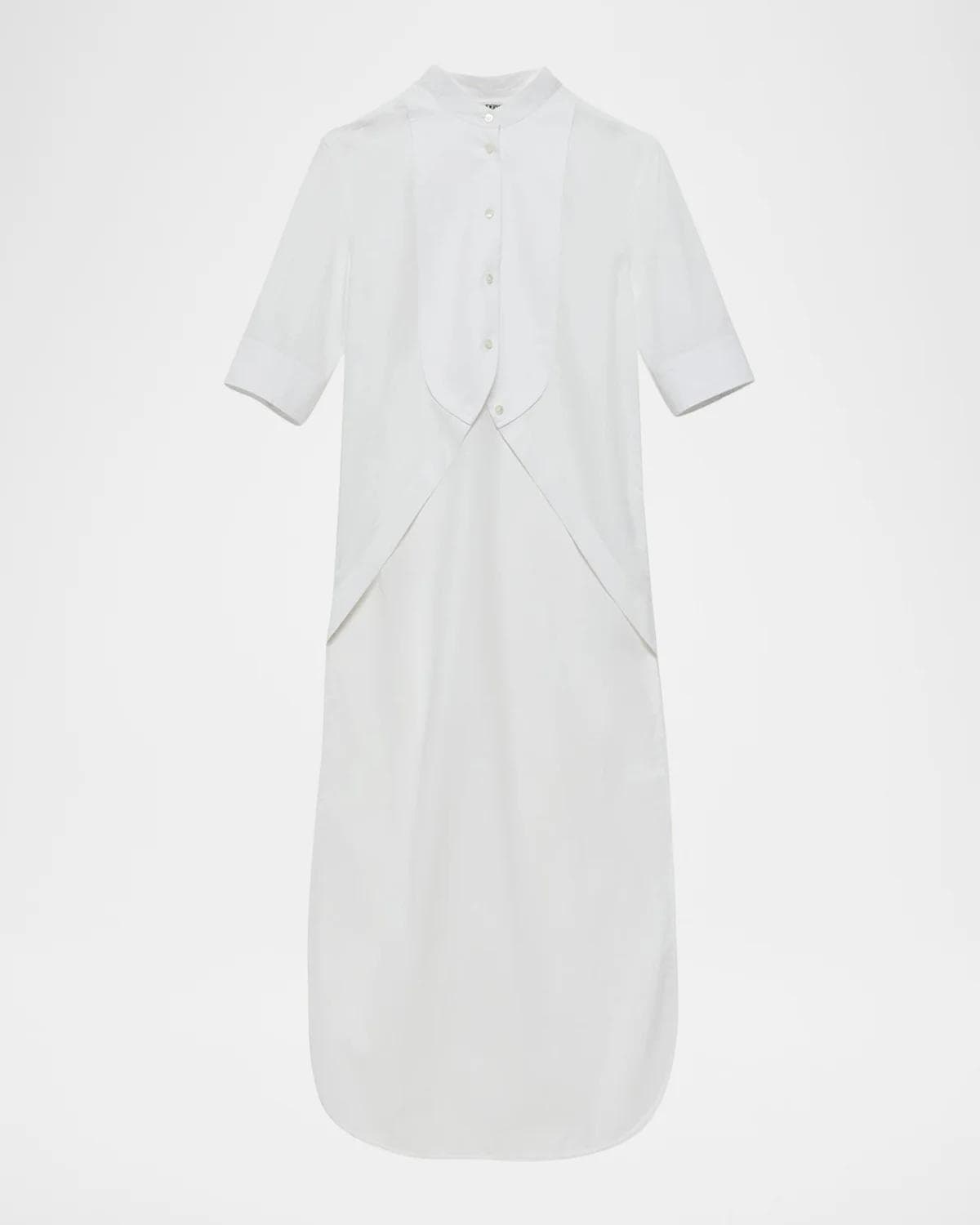 JW Anderson Short-Sleeve Bib High-Low Button-Down Shirt