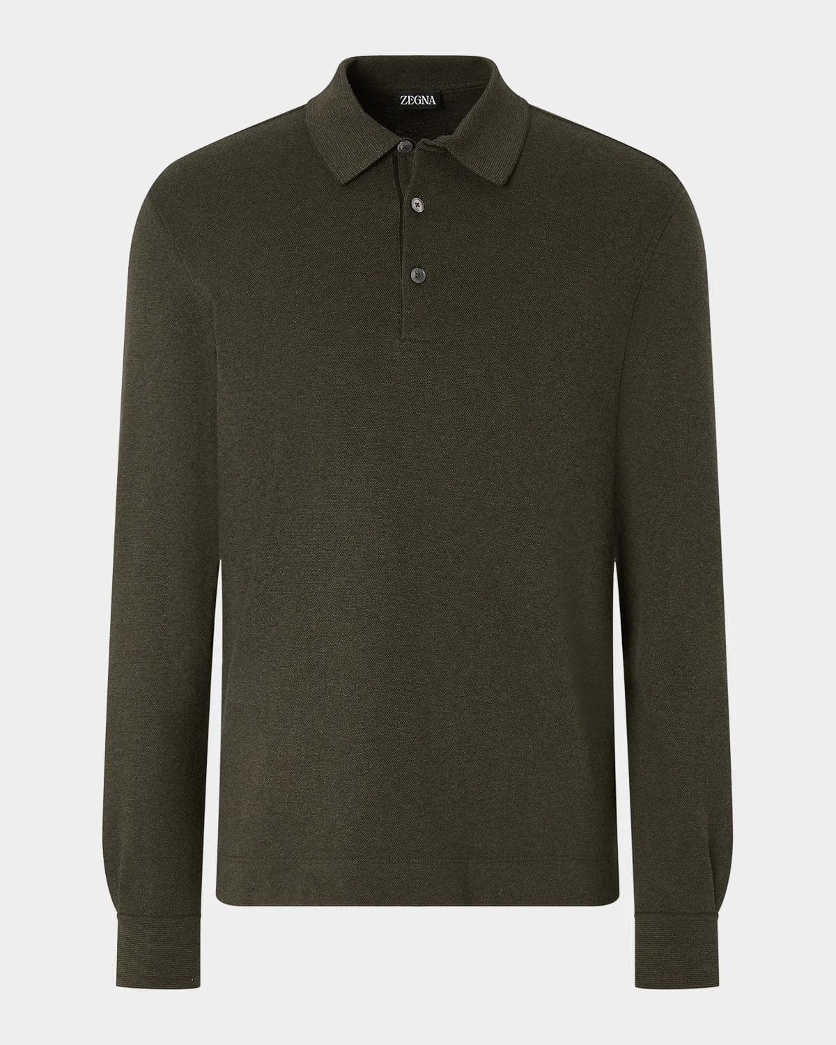 ZEGNA Men's Cotton Long-Sleeve Polo Shirt