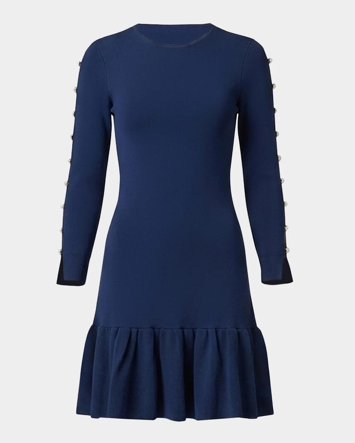 Shoshanna Jace Embellished Slit-Sleeve Mini Dress