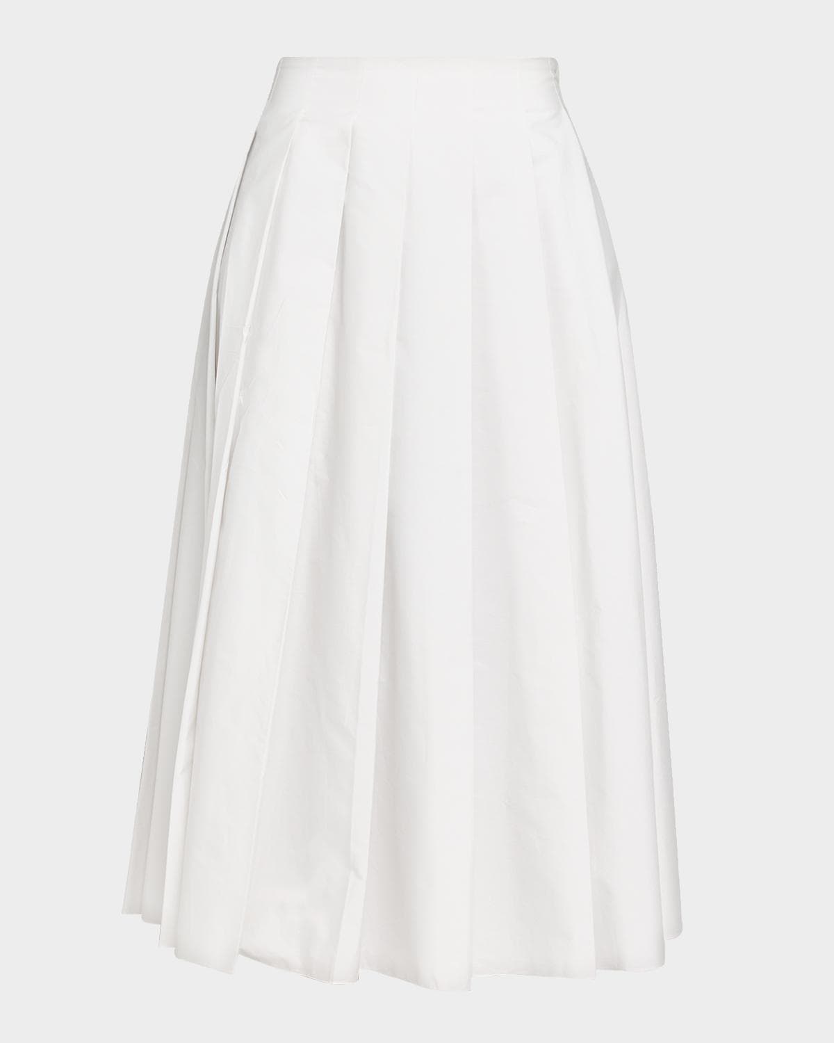 The Row Barta Pleated Cotton Poplin Midi Skirt