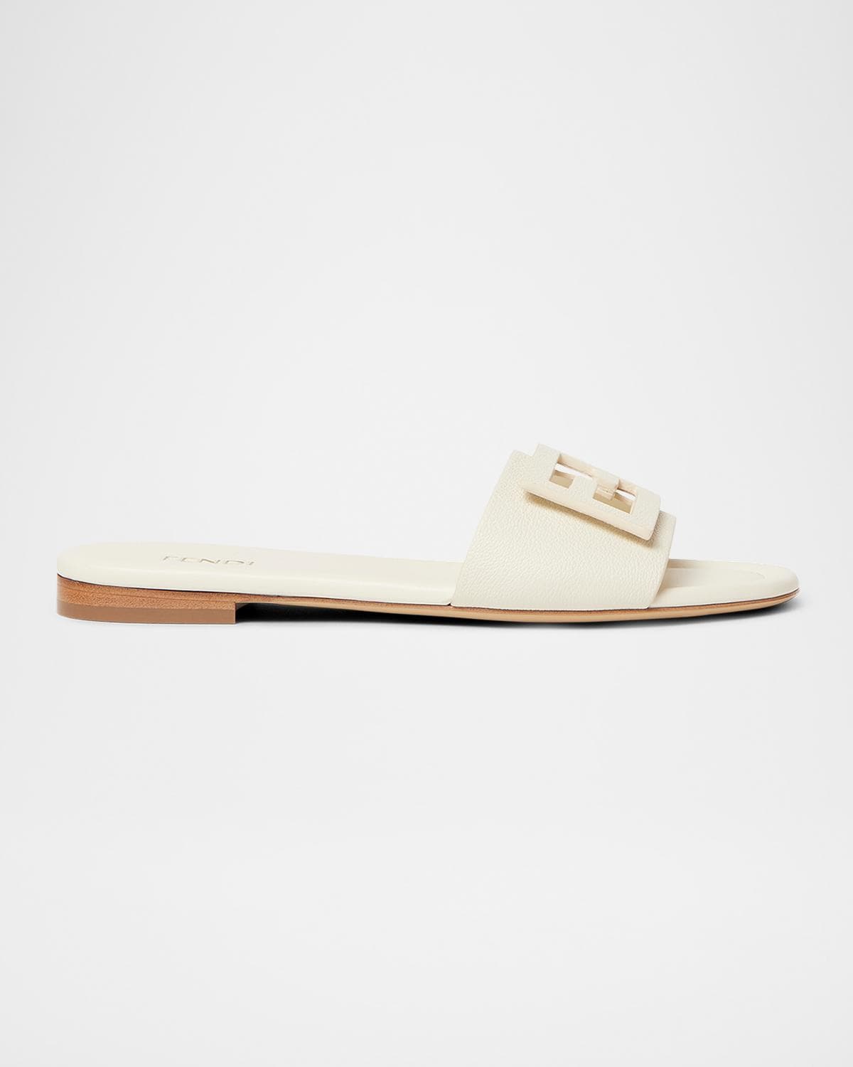 Fendi FF Leather Flat Sandals