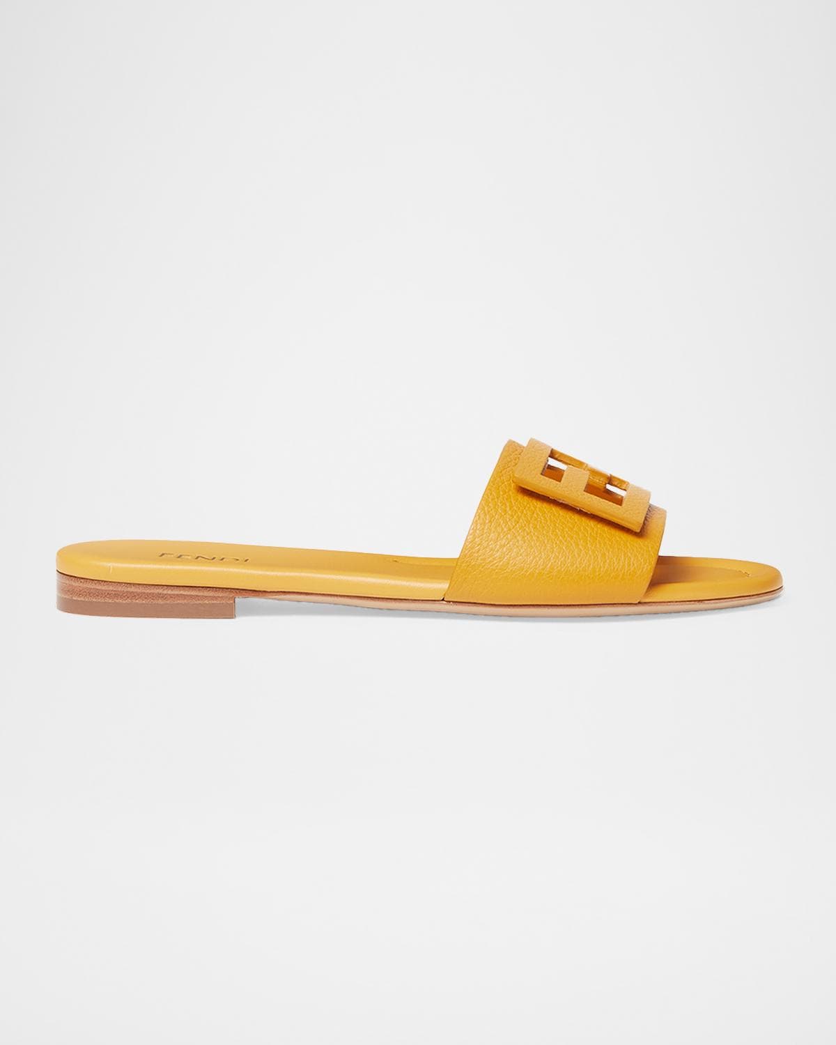 Fendi FF Leather Flat Sandals
