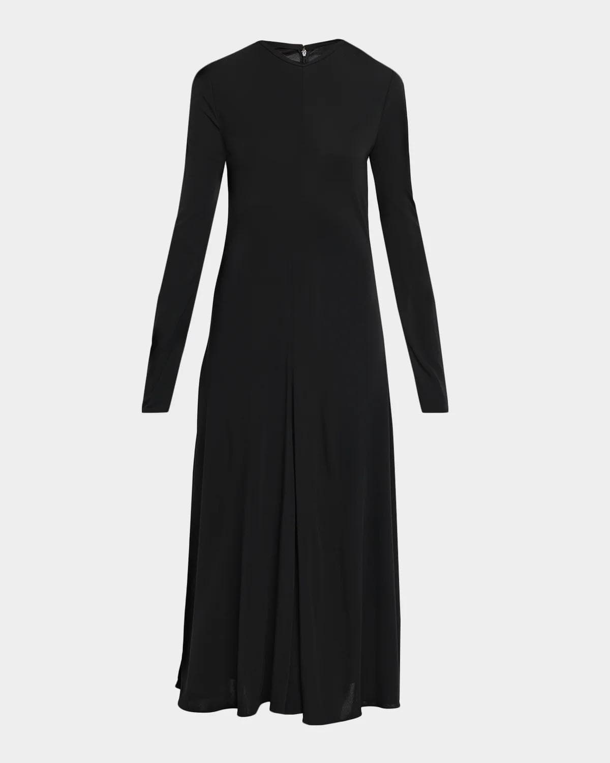 The Row Dina Long-Sleeve Jersey Godet Midi Dress