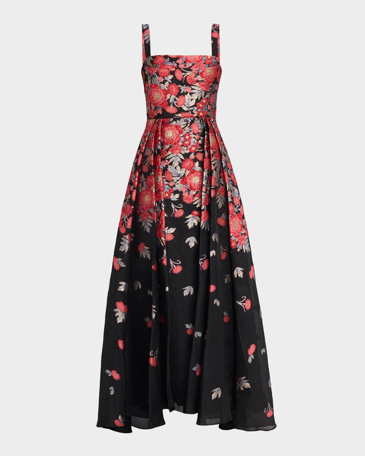 Theia Ginevra Floral Jacquard Maxi Dress