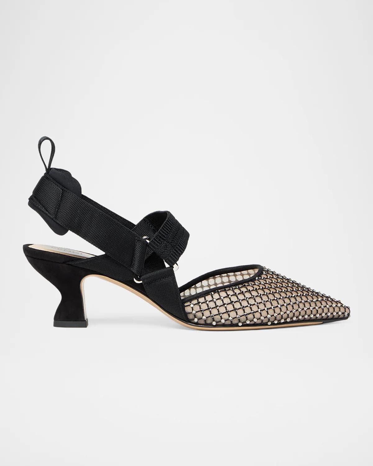 Fendi 55mm Strass Mesh Slingback Pumps