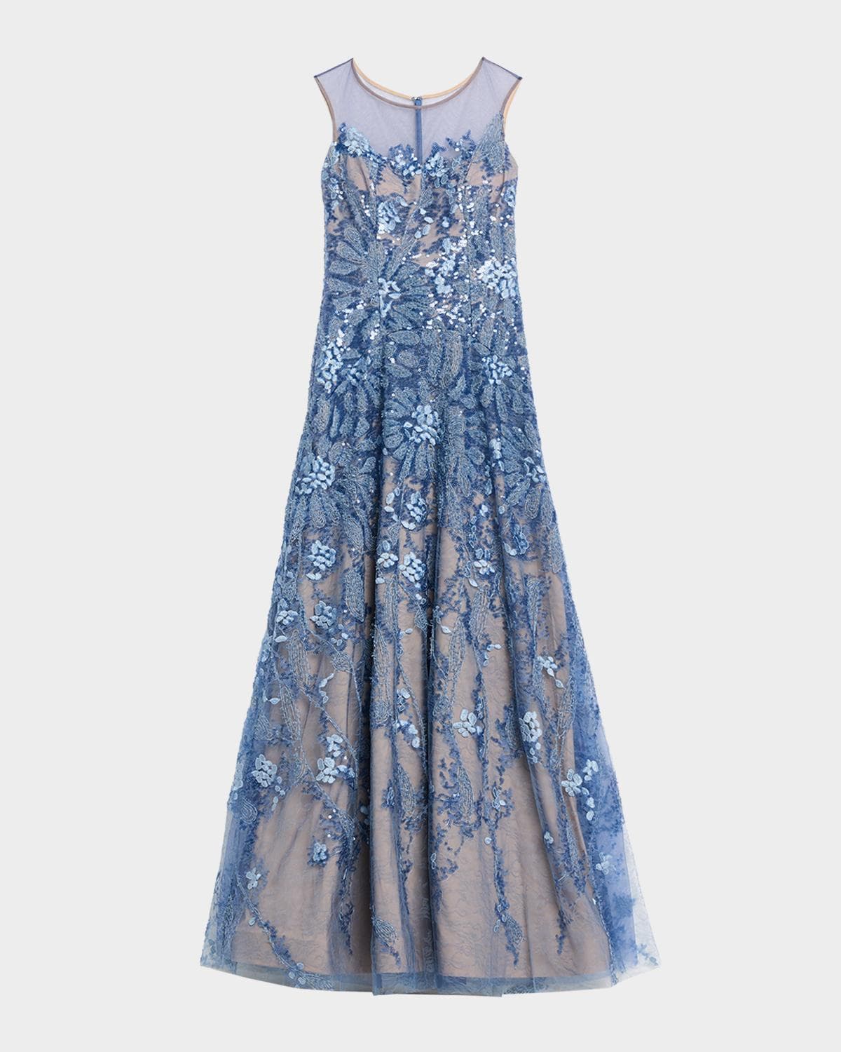 Rene Ruiz Collection Illusion Tulle & Fil Coupe Draped Gown