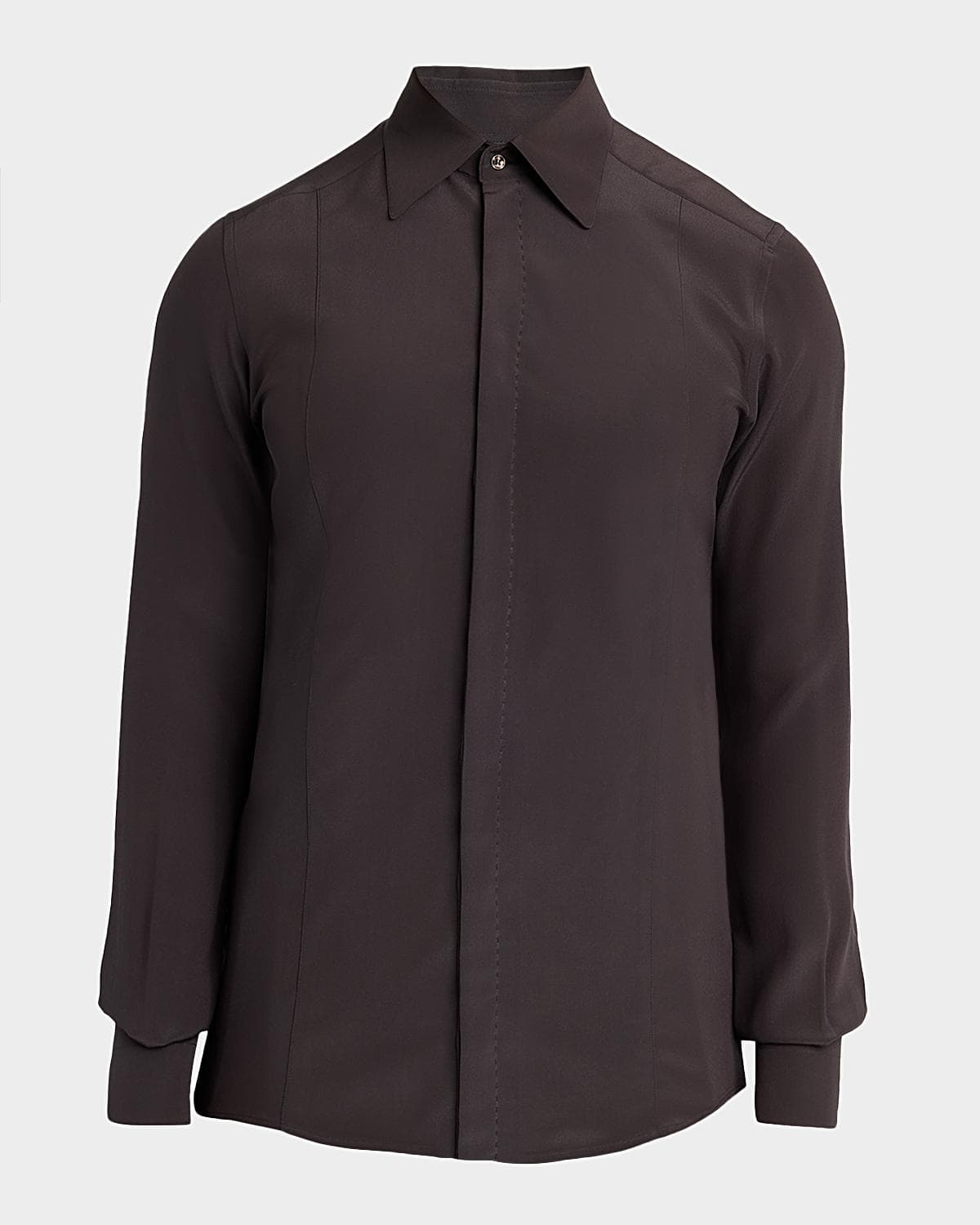 Dolce & Gabbana Men's Silk Long-Sleeve Collared Shirt