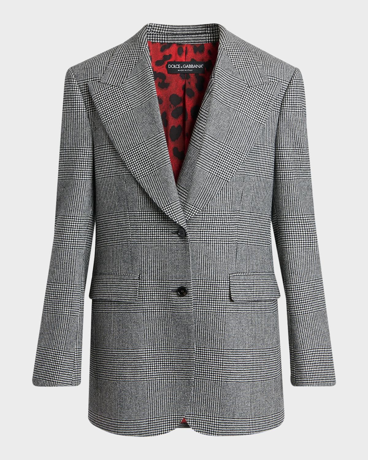 Dolce & Gabbana Glen Plaid Cashmere-Wool Single-Breasted Jacket