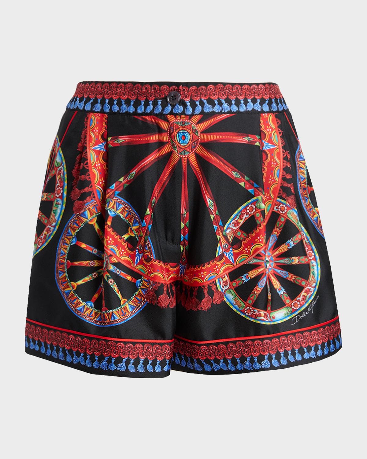 Dolce & Gabbana Carretto-Print Silk Twill Shorts