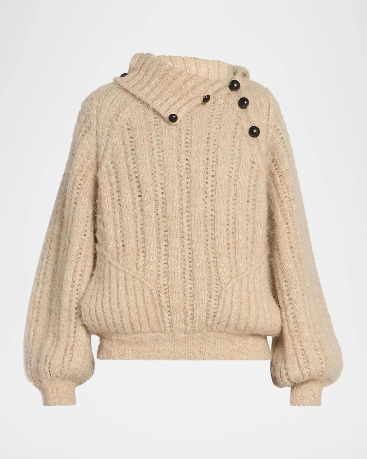 Isabel Marant Lily Alapca-Mohair Rib Folded Turtleneck Sweater