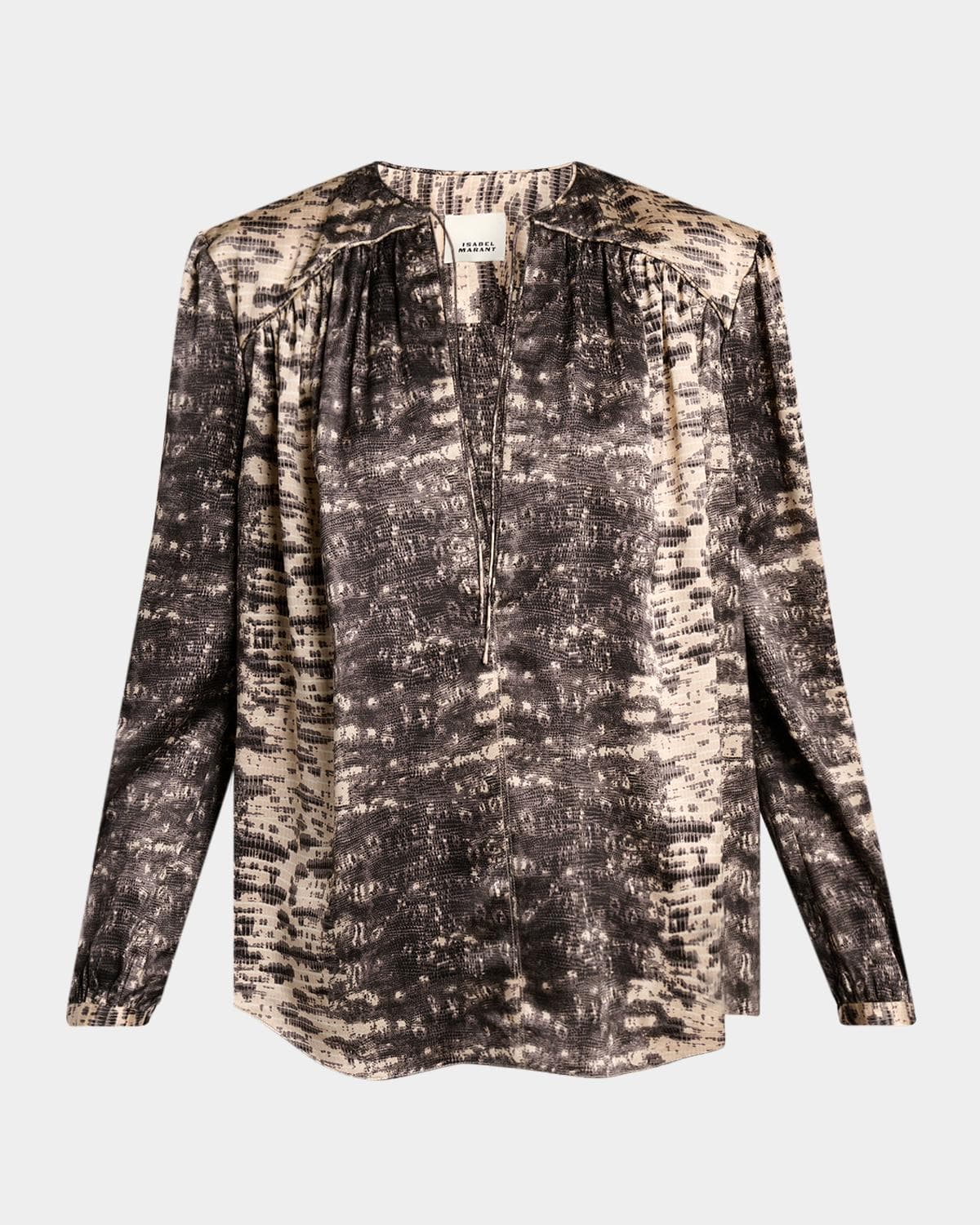 Isabel Marant Laraya Snake-Print Silk Peasant Blouse