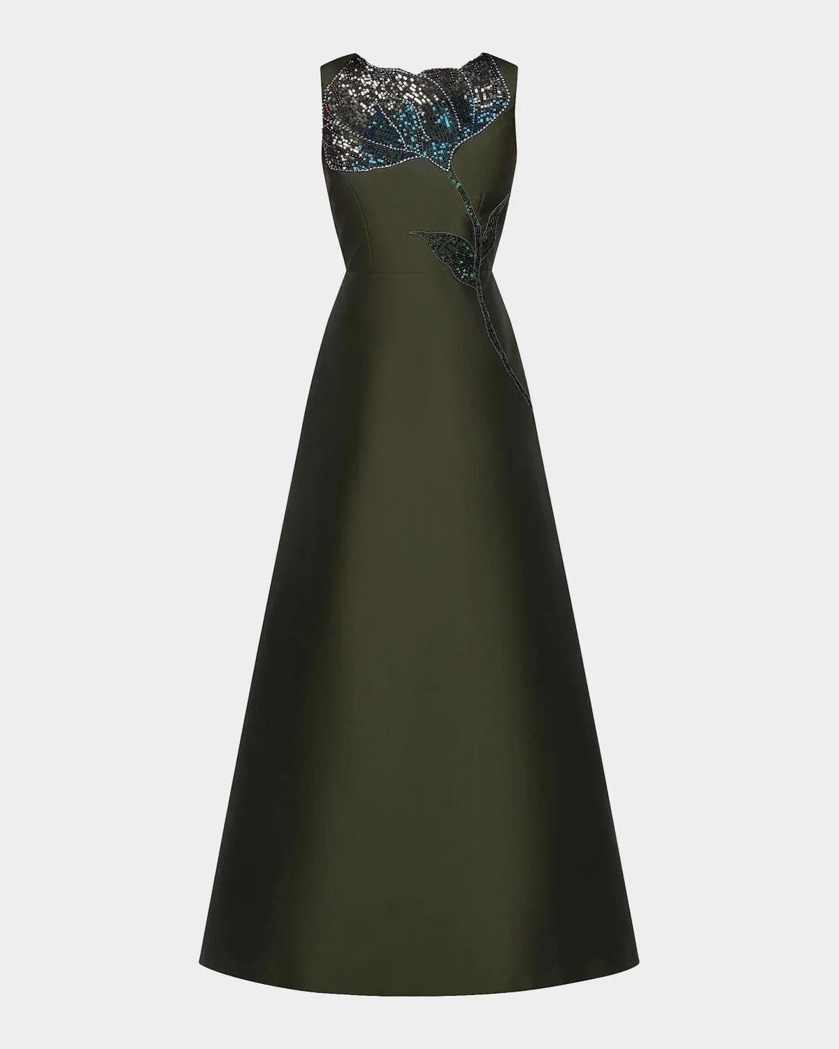 Kay Unger New York Charlene Beaded Taffeta A-Line Gown