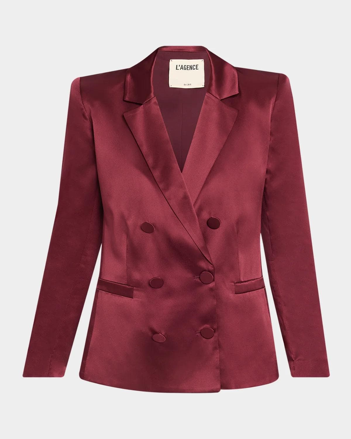 L 'AGENCE Sena Silk Double-Breasted Blazer