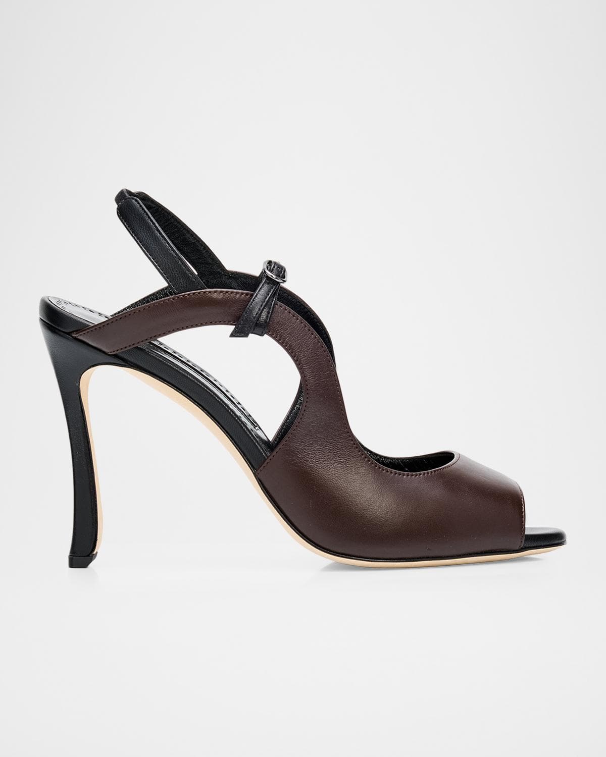 Manolo Blahnik 105mm Chungasan Leather Slingback Sandals