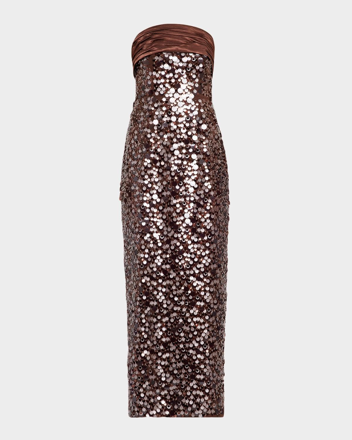 Milly Hana Strapless Sequin Column Maxi Dress