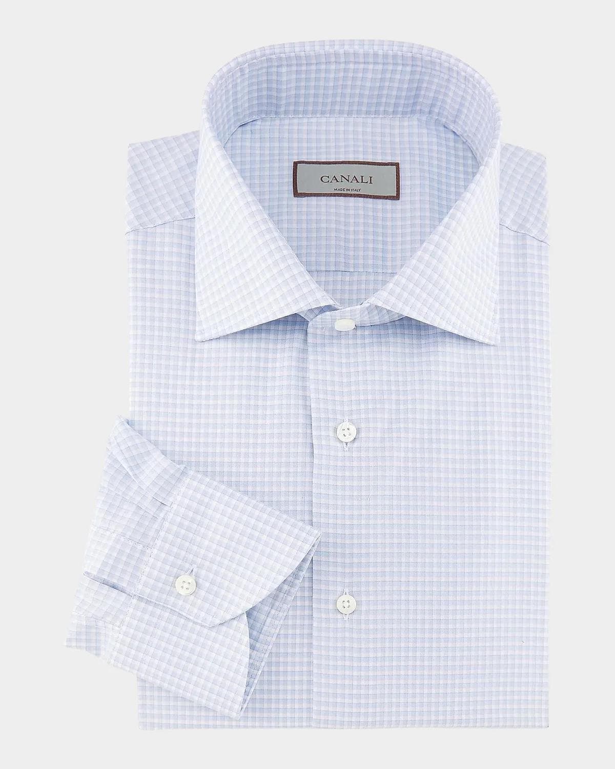 Canali Checked Cotton Dress Shirt