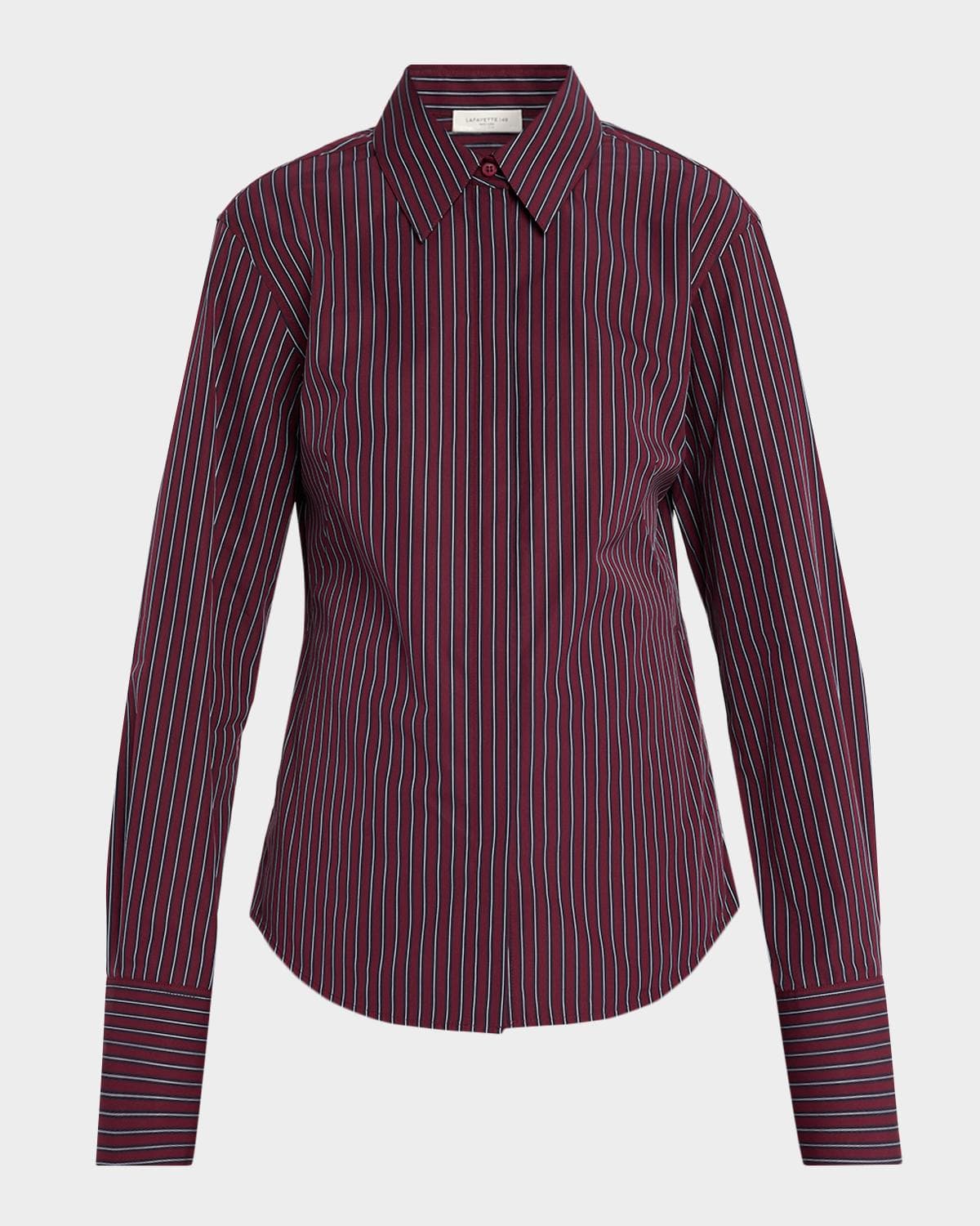 Lafayette 148 New York Striped Slim-Fit Cotton Shirt