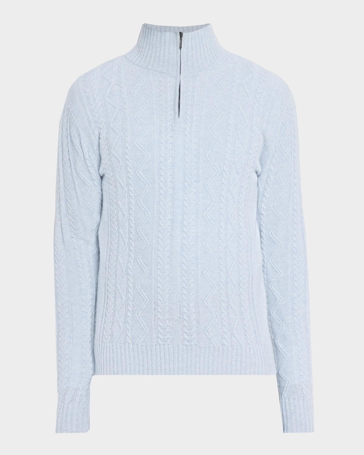 Neiman Marcus Cashmere Collection Men's Cashmere Cable Knit Quarter-Zip Sweater