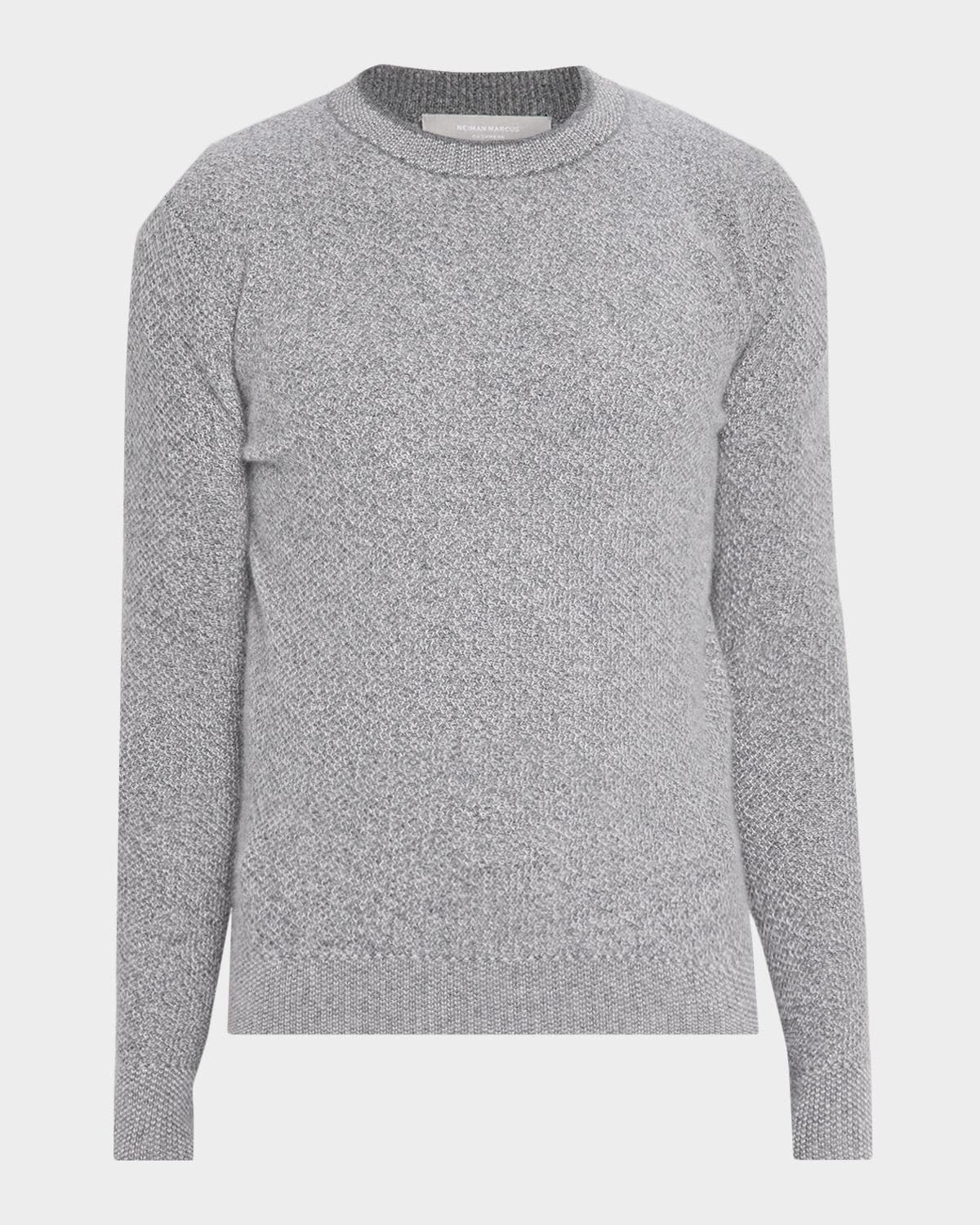 Neiman Marcus Cashmere Collection Men's Cashmere Pique Stitch Crewneck Sweater