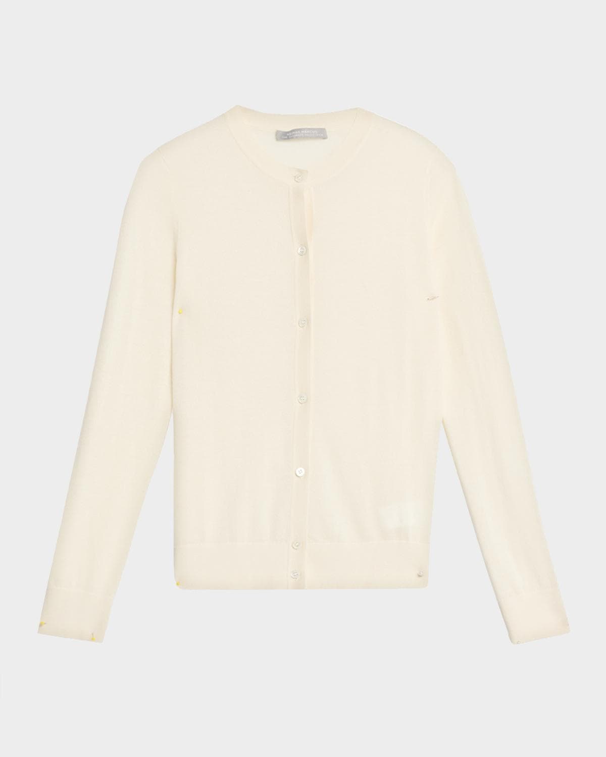 Neiman Marcus Superfine Cashmere Crewneck Cardigan