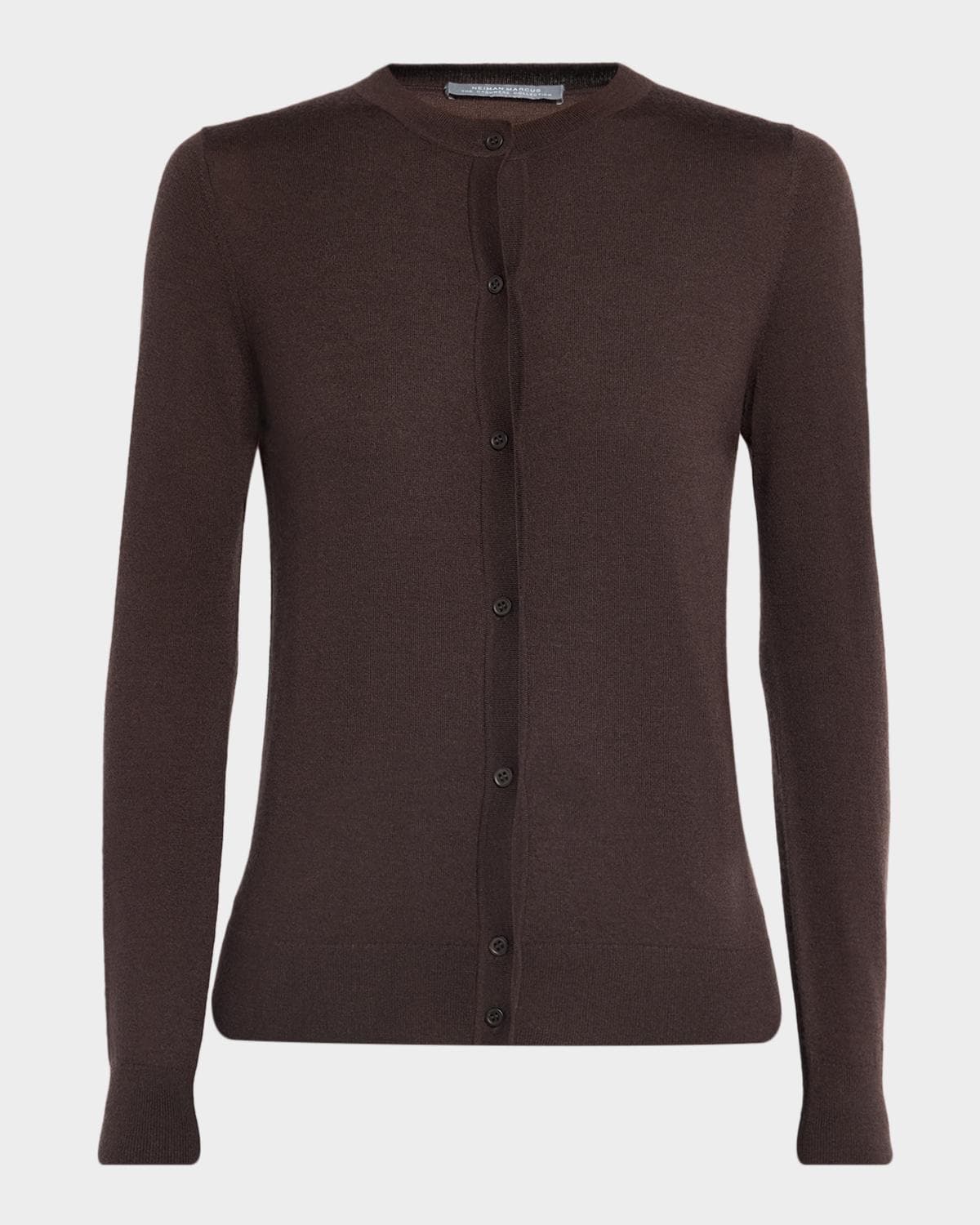 Neiman Marcus Superfine Cashmere Crewneck Cardigan