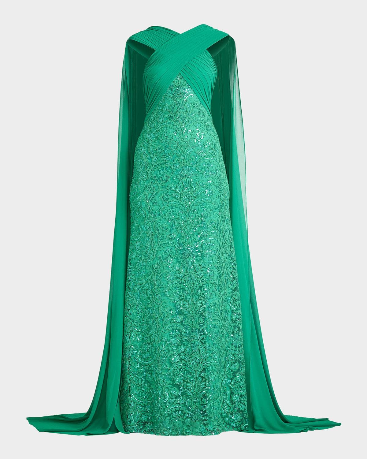 Tadashi Shoji Albioin Sequined Crisscross Sash Gown