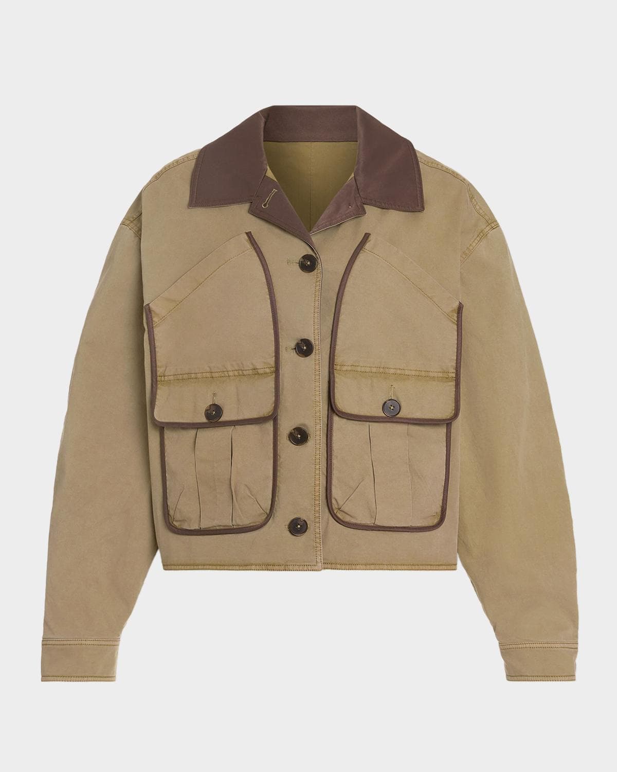 Ramy Brook Izzy Contrast-Trim Cotton Utility Jacket