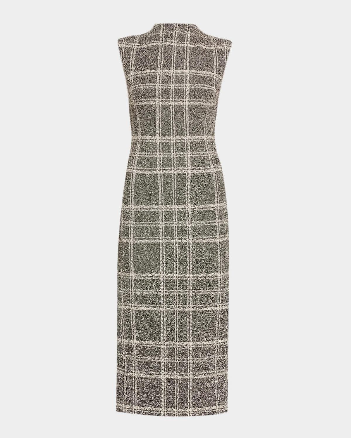 Ramy Brook Georgia Sleeveless Plaid Mock-Neck Midi Dress