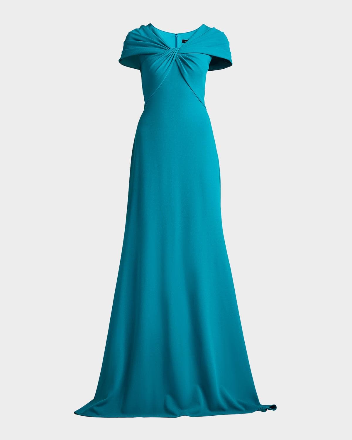 Tadashi Shoji Twist-Front Crepe Trumpet Gown