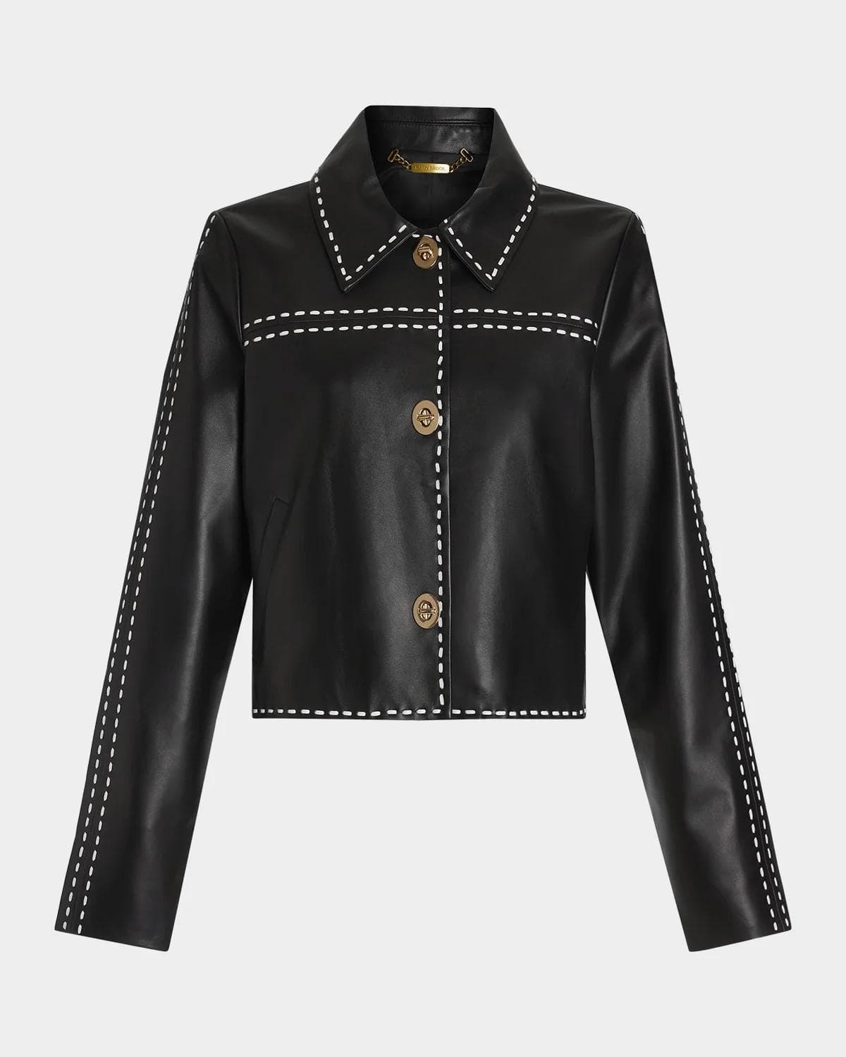 Ramy Brook Mira Topstitched Leather Jacket