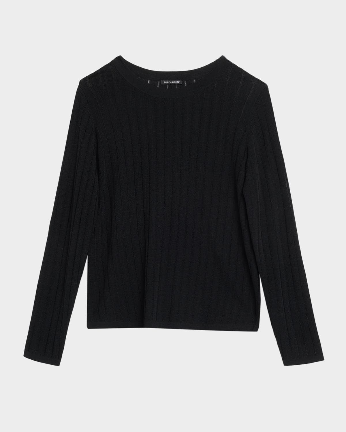 Eileen Fisher Lightweight Crewneck Merino Wool Knit Sweater