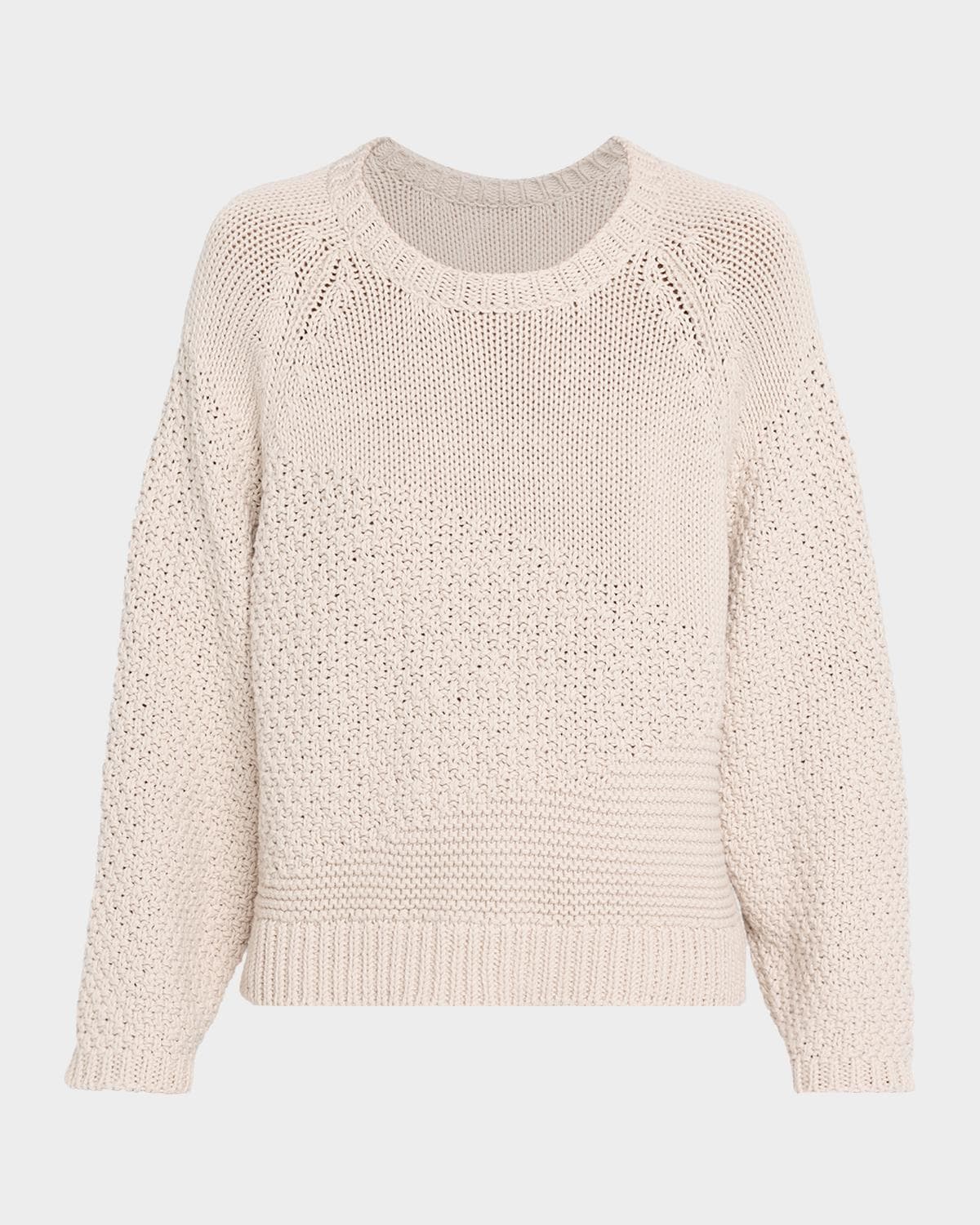 Eileen Fisher Mixed-Stitch Crewneck Cotton Cord Sweater