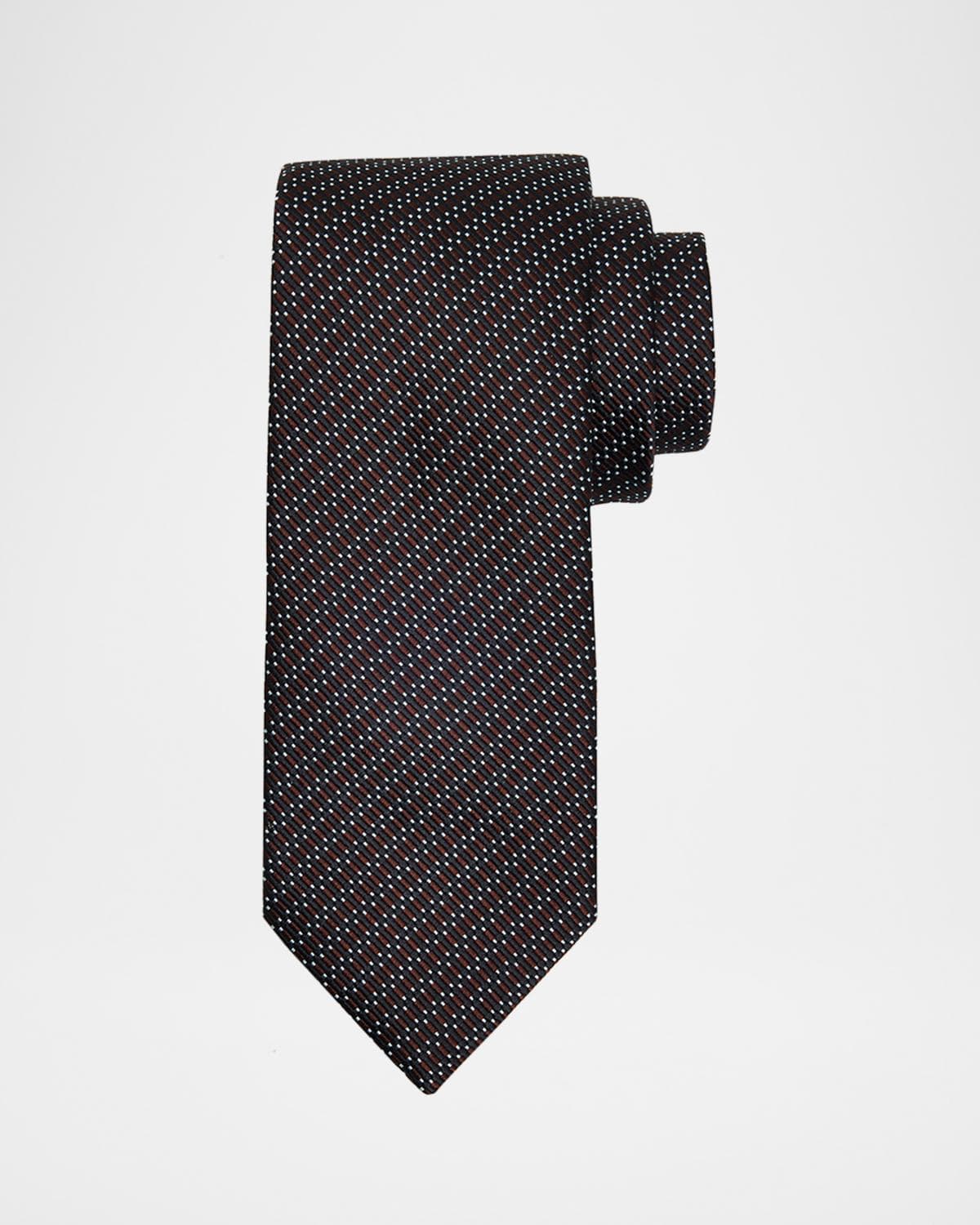 Brioni Men's Silk and Cotton Micro Jacquard Tie