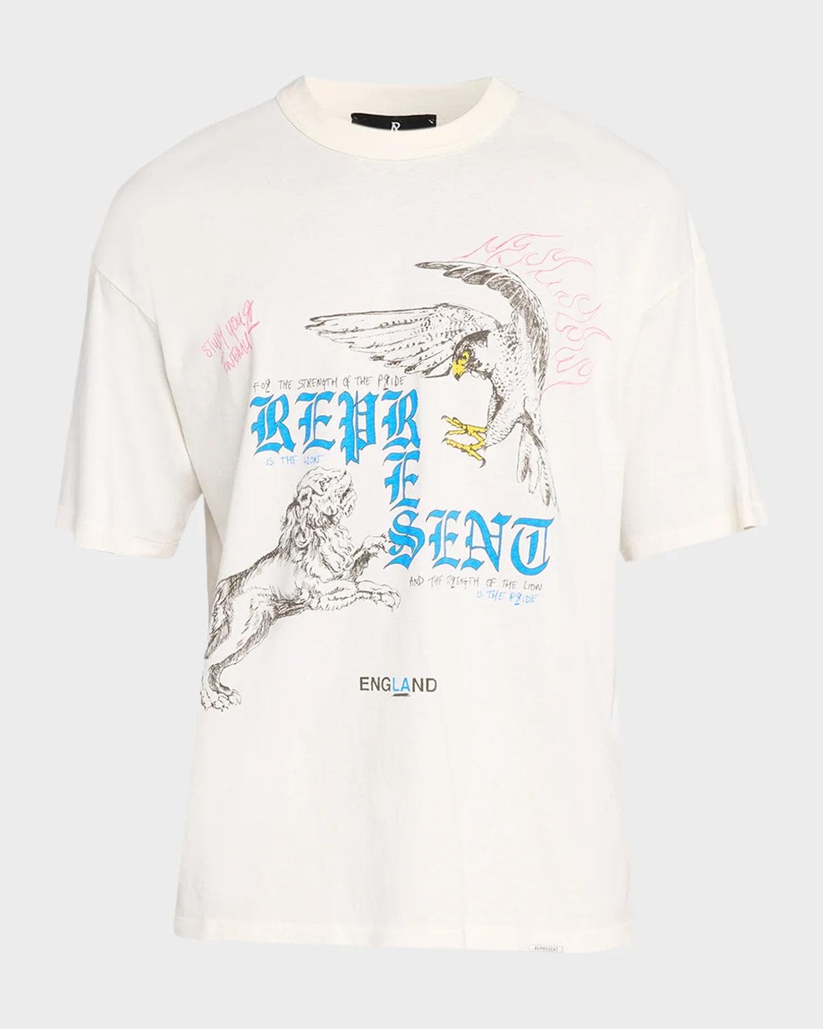 REPRESENT Men's Enemy Cotton and Hemp Graphic T-Shirt