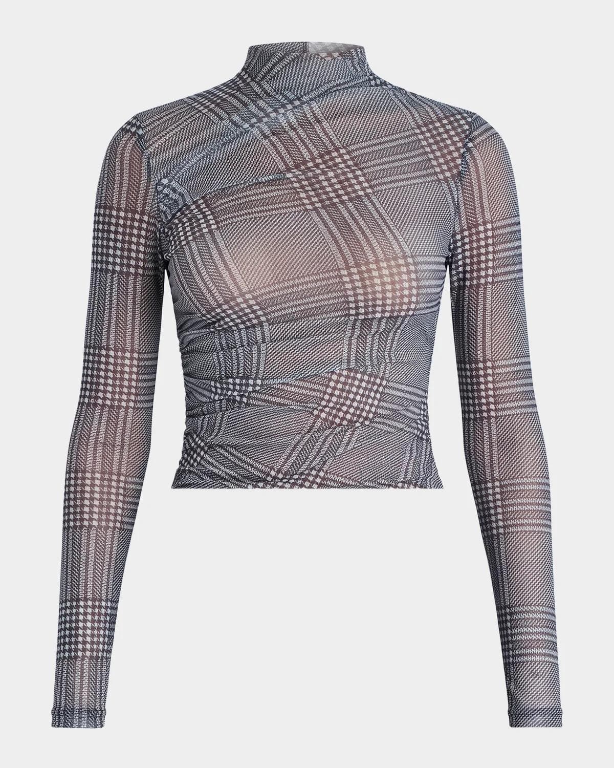 SEROYA Christina Plaid Mesh Top