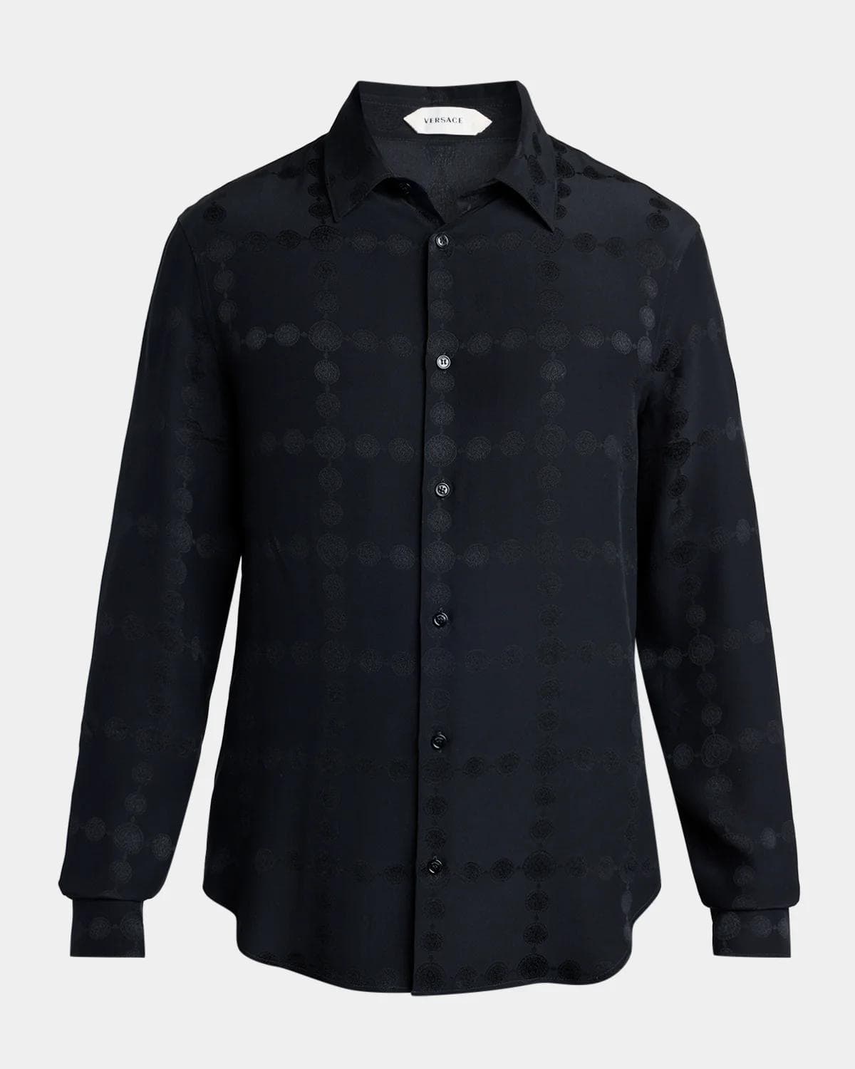Versace Vintage Medusa Silk Crepe Jacquard Shirt