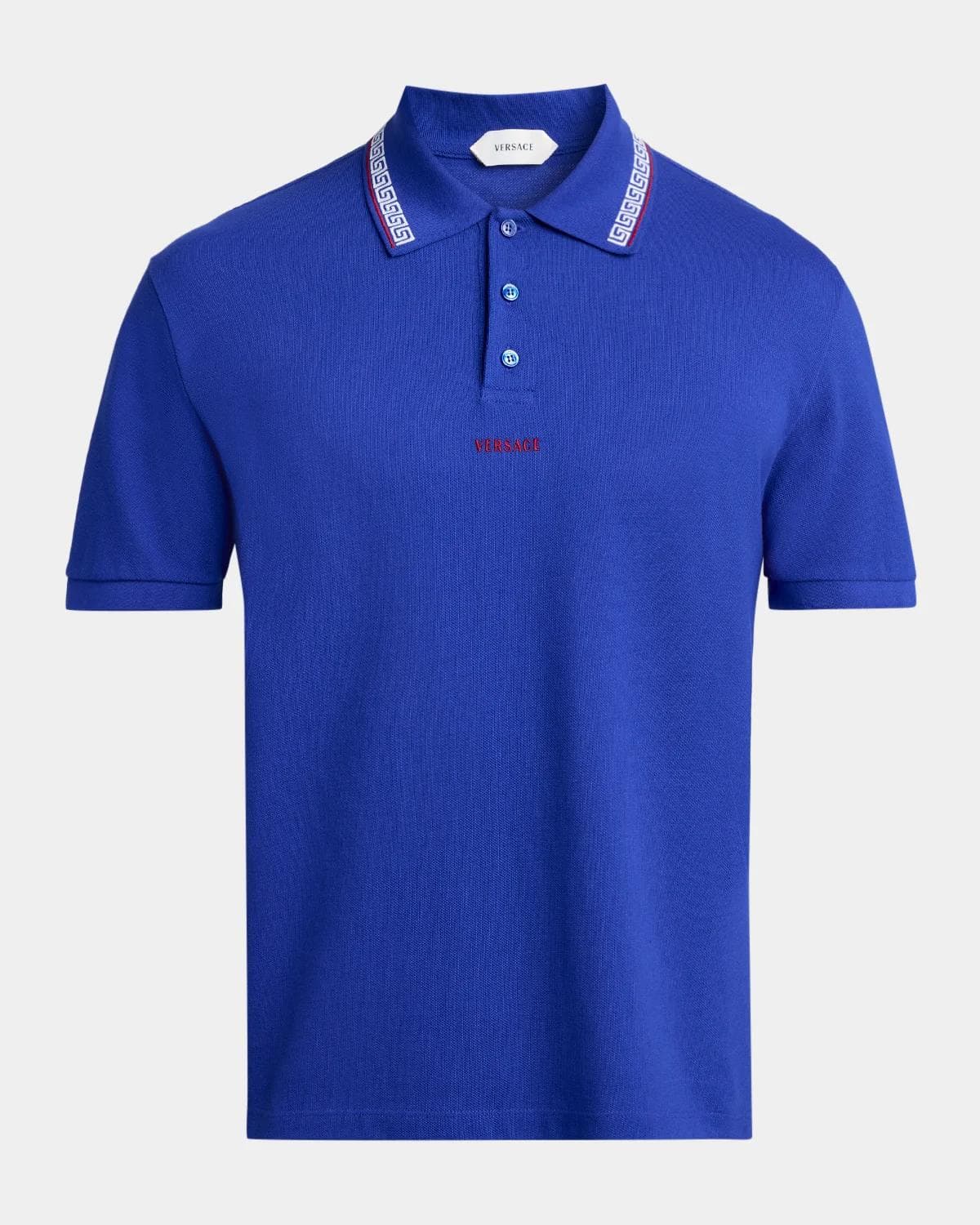 Versace Greca Embroidered Cotton Polo Shirt