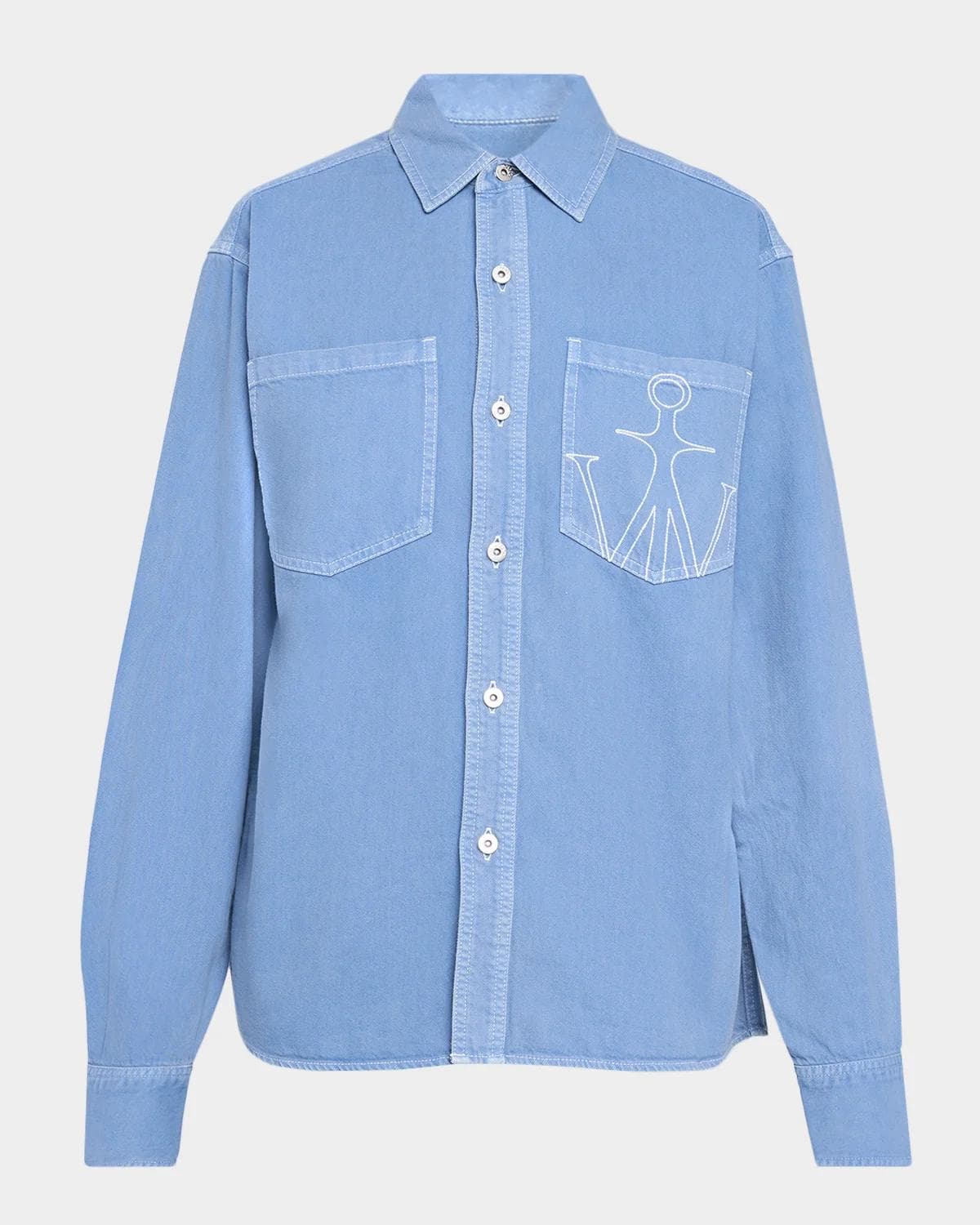 JW Anderson Logo Embroidered Pocket Oversized Button-Down Shirt