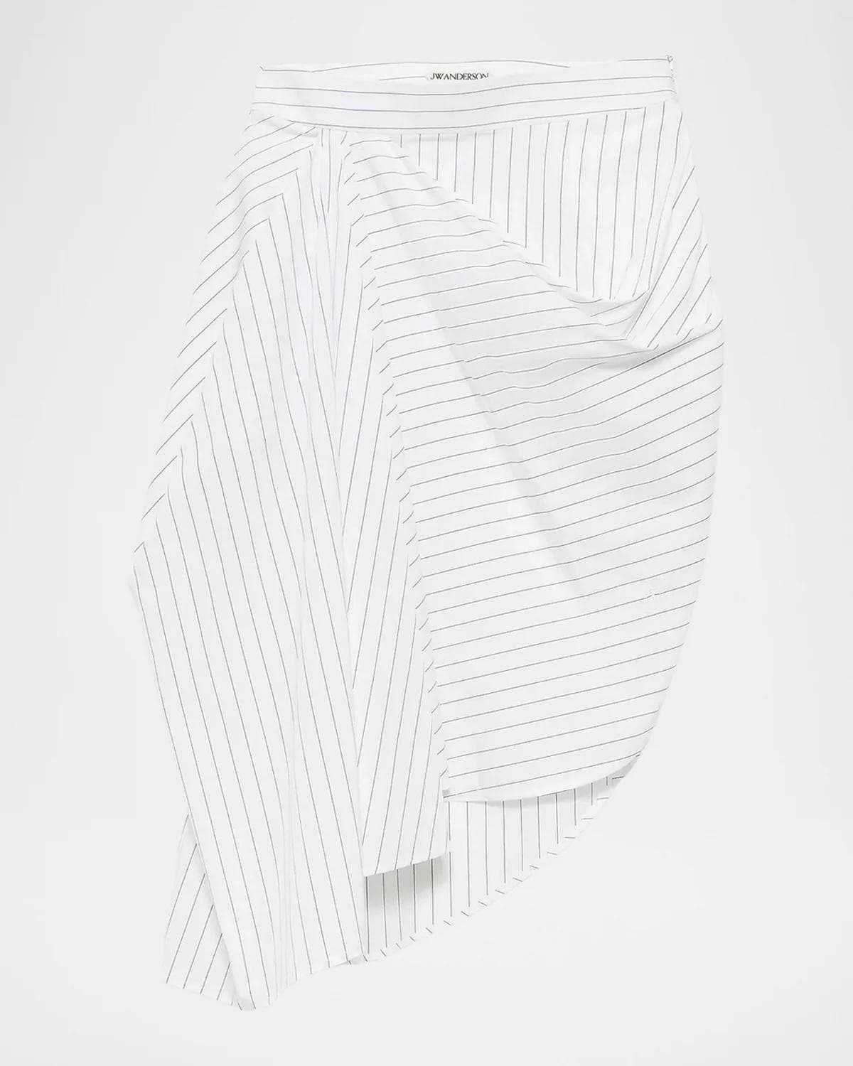 JW Anderson Asymmetric Pinstripe Cotton Midi Skirt